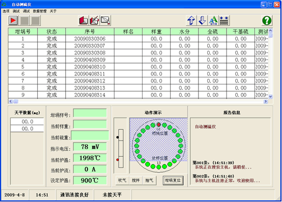 HDL-600型自動測硫儀軟件圖